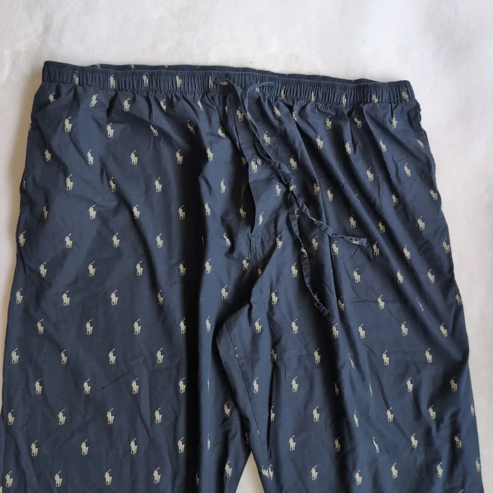 Polo Ralph Lauren Pajama Pants Mens 3XL Navy Blue All Over Pony Print Loungewear